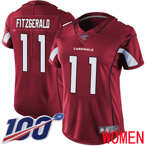 Arizona Cardinals Limited Red Women Larry Fitzgerald Home Jersey NFL Football #11 100th Season Vapor Untouchable->arizona cardinals->NFL Jersey